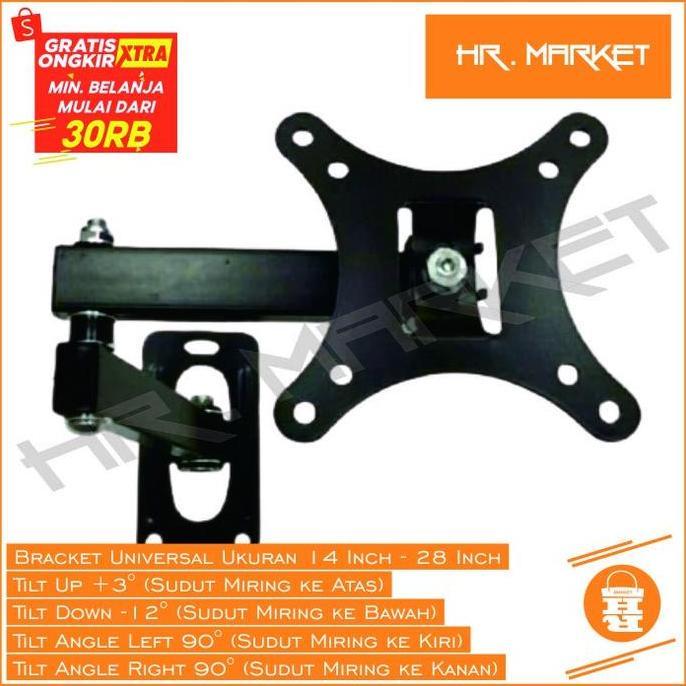 Bracket TV Monitor 24 21 26 17 14 Inch Dijamin Cocok 14 - 28