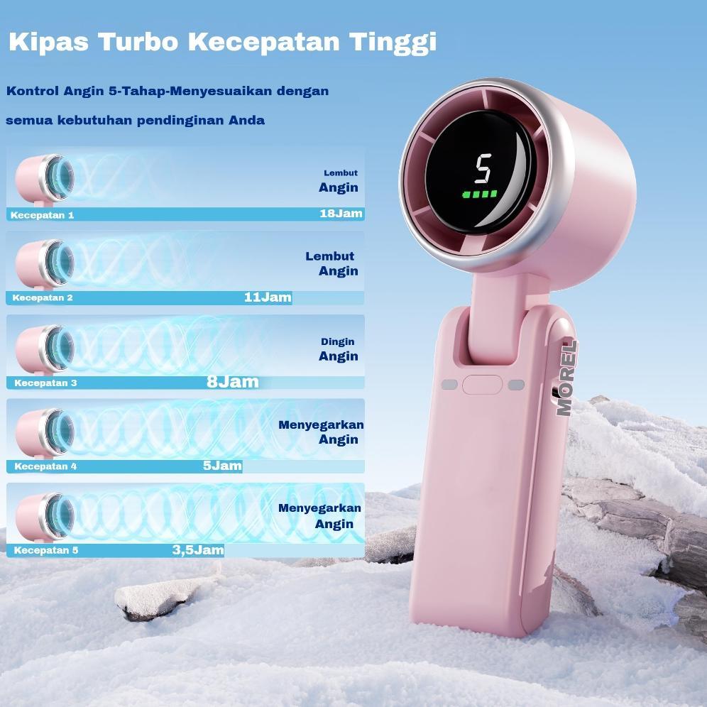 PROMO COD Kipas Angin Mini Portable USB 30000mAh Kipas Lipat 5-Speed Wind LED Display Dengan Untuk k