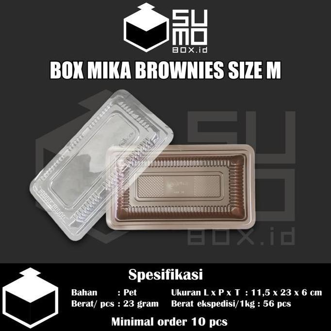 [1 PAK ISI 50 PCS] Mika Brownies M Tebal / Box Plastik Kue / Kotak Brownies / Mika Kue Kotak MEDIUM 
