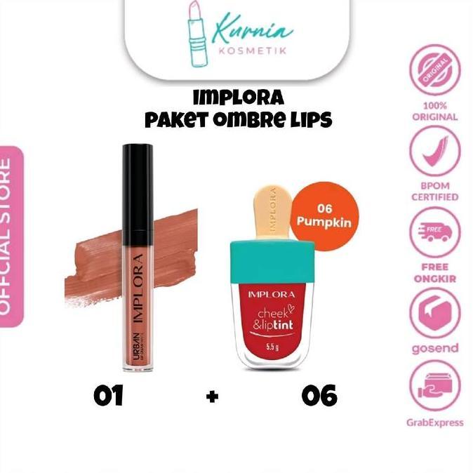 Papupi- Implora Paket Lips Ombre Paket Lipcream Lipstick Lipstik