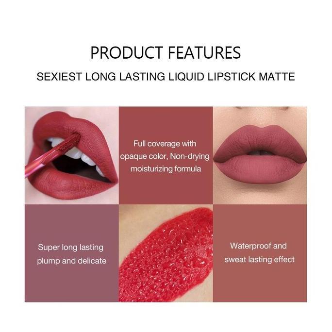 Papupi- (Cod) Alnece 6 Set Lip Gloss Lipgloss Matte Lembut Tahan Lama Melembabkan Dengan Lipstick Li