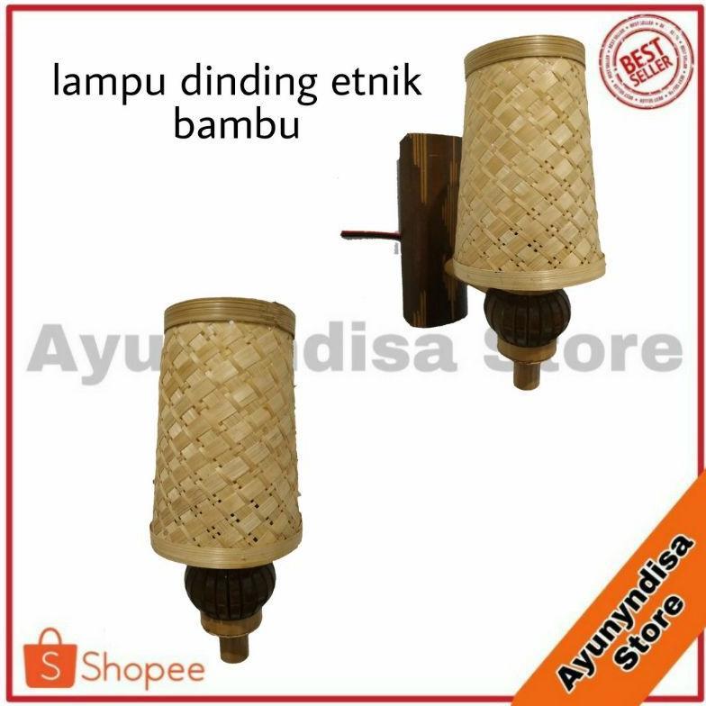 Hiasan tempel lampu dari bambu/ hiasan dinding tempel lampu bambu unik/kap bambu