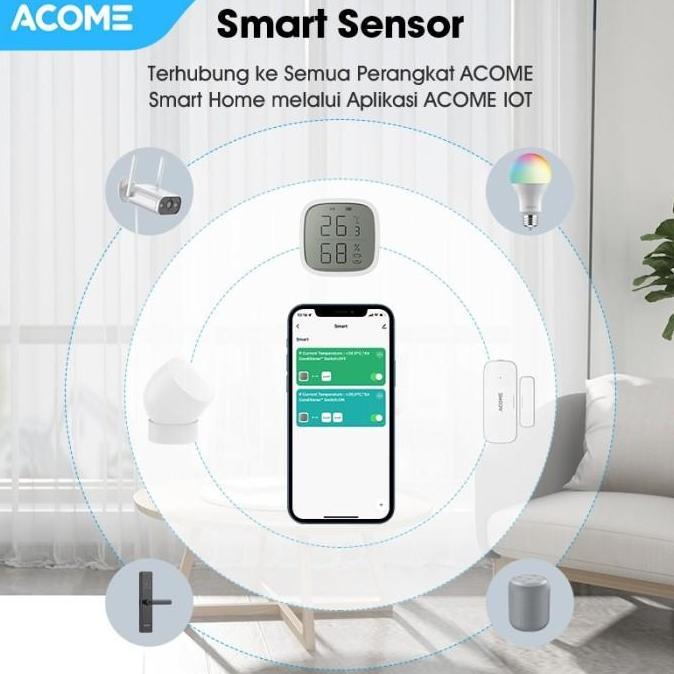 Acome Sensor TH1 Smart Zigbee Scan Suhu Kelembapan Udara Humidity Temperature Ruang LED Display (TER