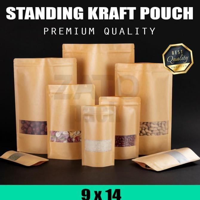 9x14 Kraft paper bag BROWN standing pouch ZATOPACK - kemasan packaging