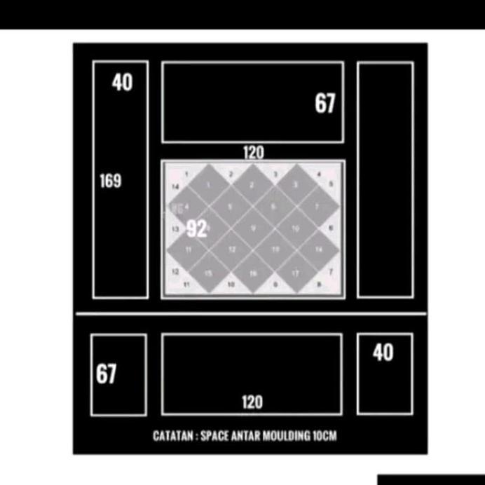 Paket Lengkap Kaca cermin + Wall moulding 3 meter 2 meter TERMURAH COD