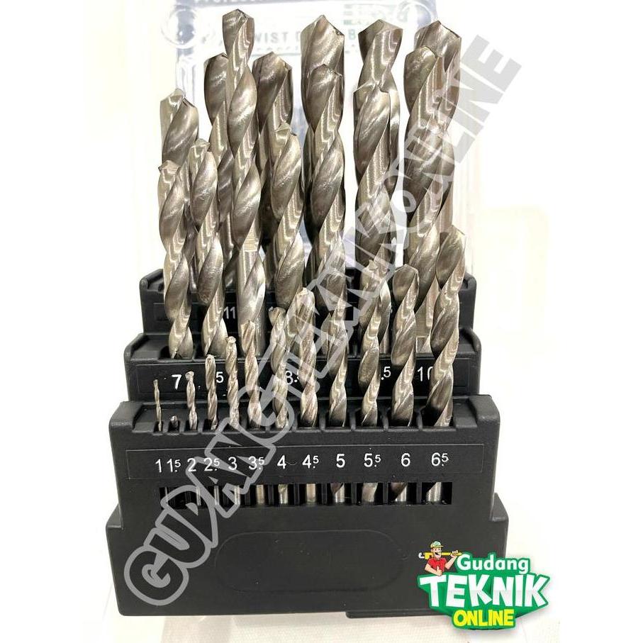 BAJANTEKNO Mata Bor SET Besi Kayu 25pcs MOLLAR Mata Bor Kayu Besi 25 Pcs HSS Dril
