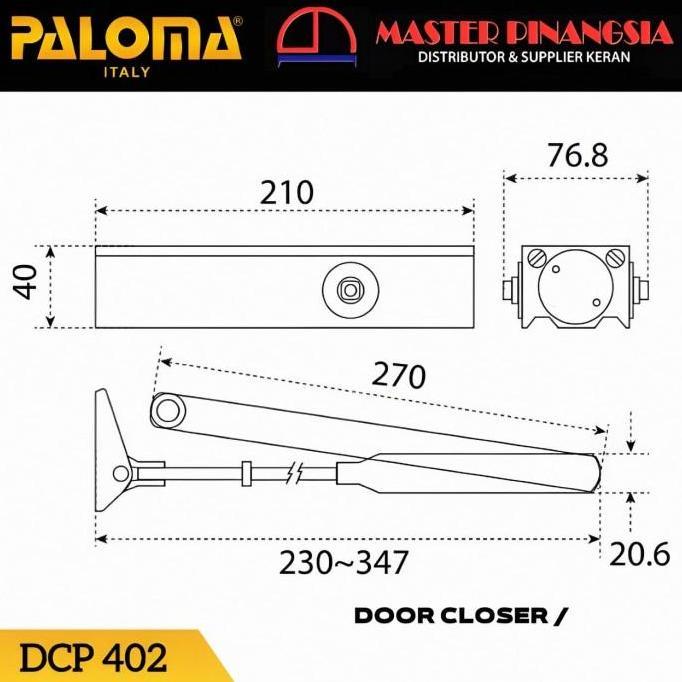 PALOMA Door Closer Penahan Penutup Pintu Rumah Otomatis Non Hold Open Hydraulic Hidrolik Silver Hita