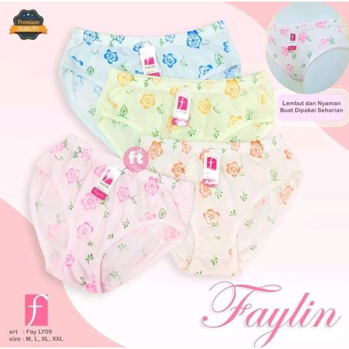 AI92 - 1 LUSIN | Celana Dalam KATUN Wanita SABLON / CD Dalaman Perempuan Warna Muda MURAH / art FAY 