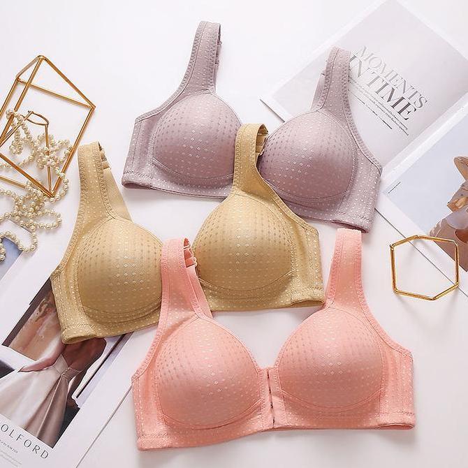 AI132 - Bra Busui Big Size BH Wanita Tanpa Kawat Full Coverage Kancing Depan Tali Lebar