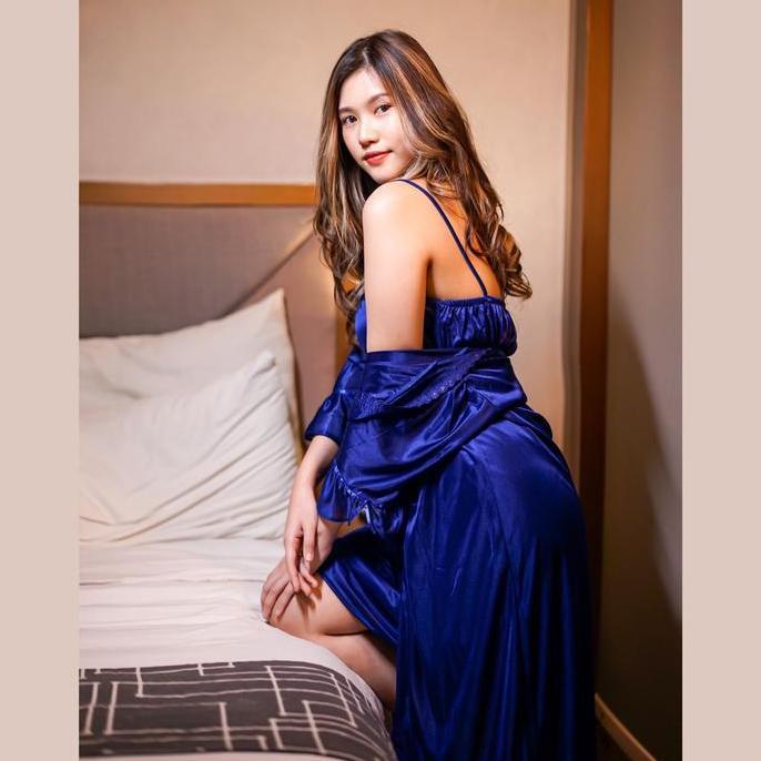 Kimono Tidur Hst (Include Daster Singlet) `Navy Blue