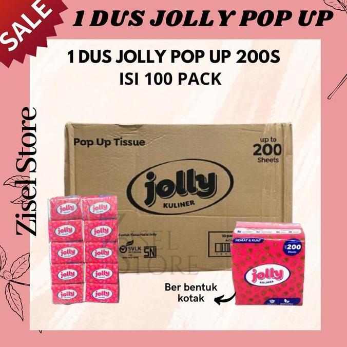 1 KARTON JOLLY POP UP ISI 100PCS 1 DUS TISSUE JOLLY POP UP TISU KULINER KAR