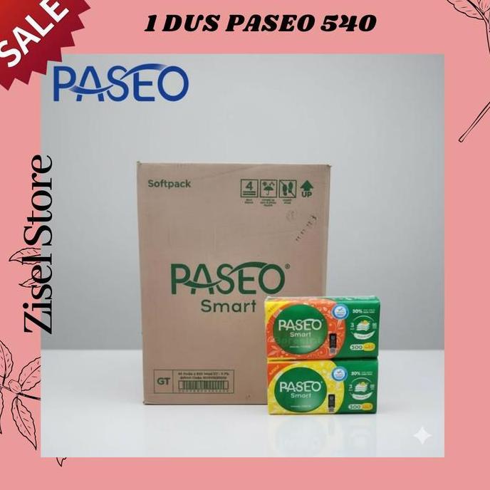 Paseo 1 Dus Tissue Smart 540 (500 + 40) 3 Ply Isi 48 Pcs Facial Tisu Wajah Tisue Muka Lembut 250 GT 