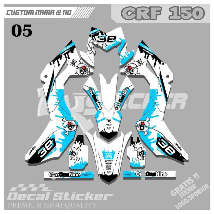 Decal Crf 150 Full Body Hitam Putih-Super Glosy Ak-004 Motorcycle Decal Crf Bebek Rbt Stiker Motor D