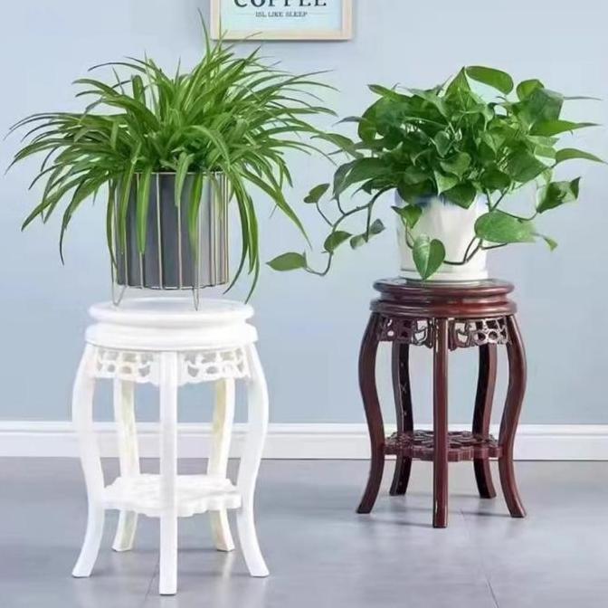 Furnibest Rak Pot Bunga Rak Pot Hias Plastik Standing Rak Pot Minimalis