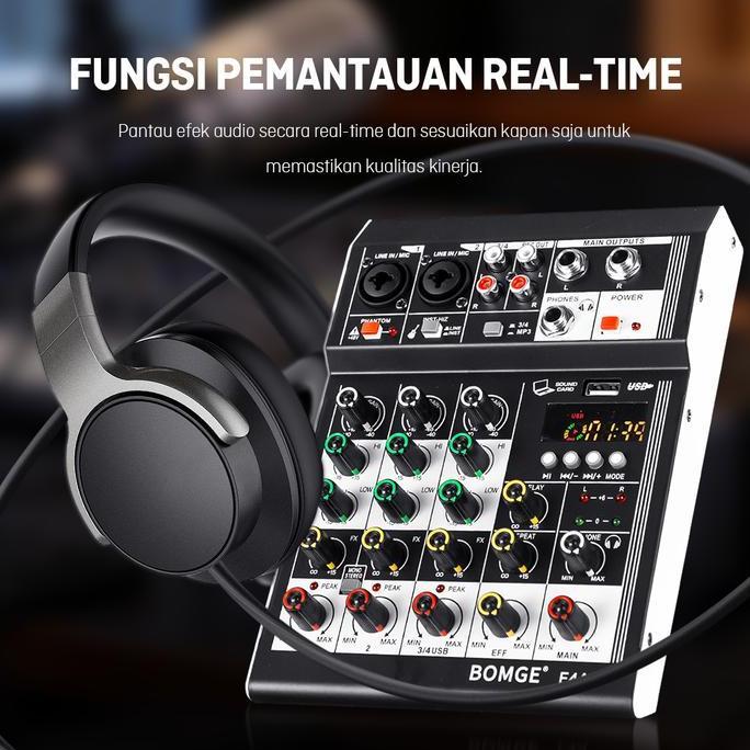 Sandalan - kseller BOMGE F4A Mixer Audio AUDIO Naik 4 Channel Mixer Audio Mini Pengendali DJ Mixer K