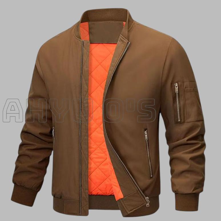 STOK TIPIS bomber jaket outdoor jaket pria wanita premium( diamond orange)