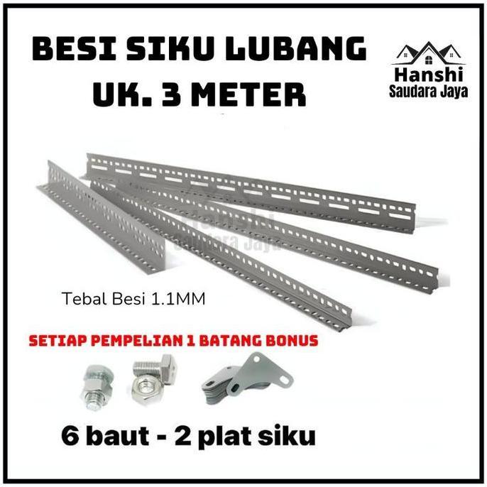 NEW - [Isi 10 Pcs] Besi Siku / Rak Siku / Siku Lubang besi / siku rak barang 3 meter / rak siku luba