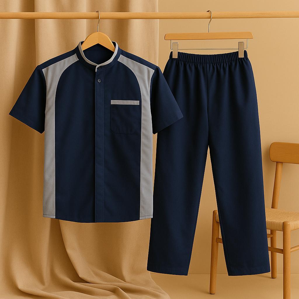 Baju Koko Anak Laki Kombinasi Warna Hitam Putih Setelan Muslim Modis Untuk Ngaji & Lebaran Kurta