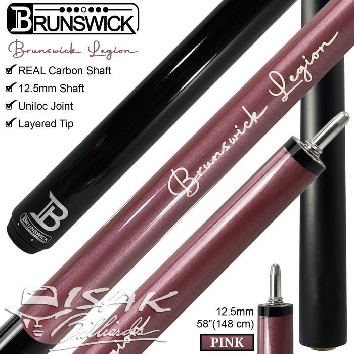Brunswick Legion Cue Pink - Real Carbon Shaft Uniloc Pool Stick Billiard
