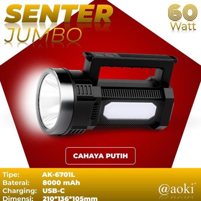 HARGA DISC - Aoki Senter LED Jumbo 60W + 16SMD Multifungsi AK-6701L