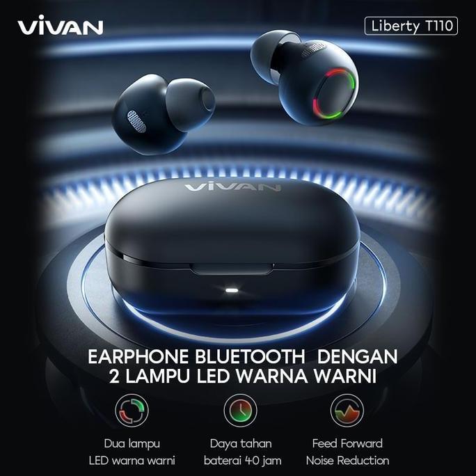 Vivan Liberty T110 Earphone Wireless Bluetooth 5.2 ENC ANC Earbuds TWS (TERBAIK) (TERBARU) (TERMURAH