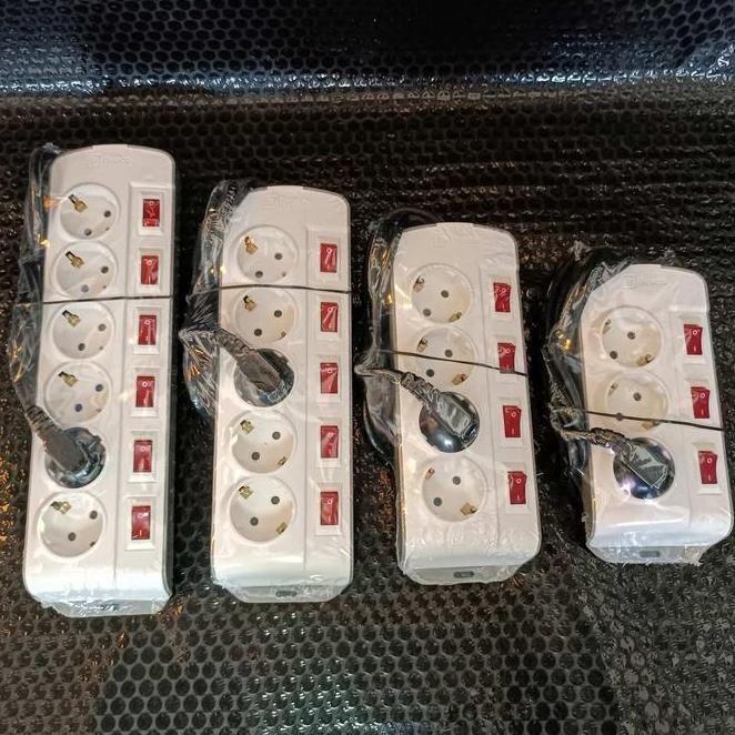 Stop Extension Broco 3 4 5 6 Lubang Saklar Tersendiri Kabel 1.5 Meter