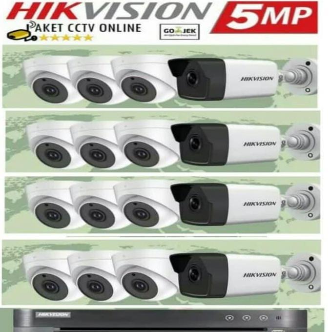 BEBAS ONGKIR - paket cctv hikvision 16 channel 8 kamera cctv 5mp