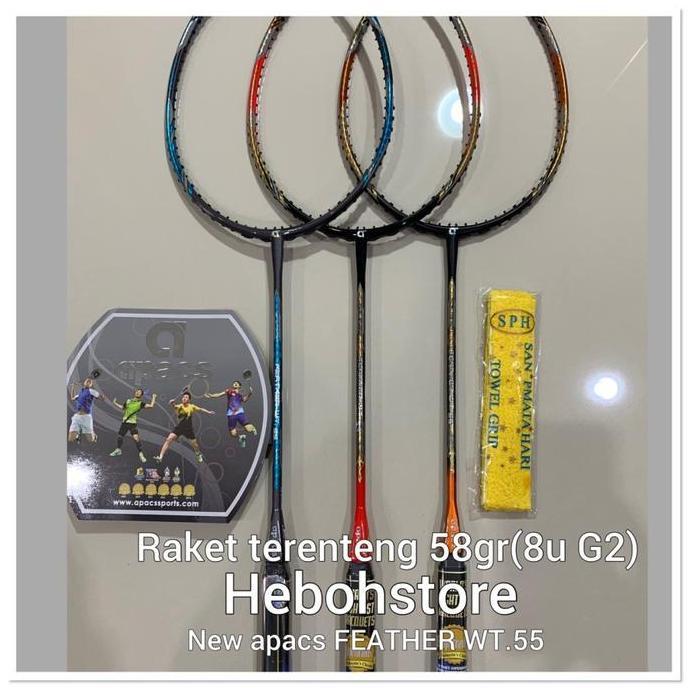 Loop- Raket Badminton New Apacs Feather Wt.55 Nanotec Kuat 35 Lbs Berat 58Gr