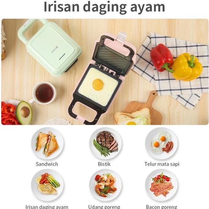 Prasaja209 - Shuoning Sandwich Maker Pemanggang Roti Toaster Anti Lengket Low Watt Garansi 1 Tahun/ 