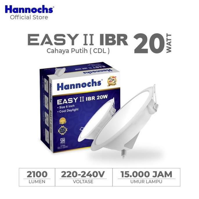 TERMURAH - EASY 20 WATT HANNOCHS LAMPU DOWNLIGHT LED // 20W Cahaya Putih // HANNOCHS IBR