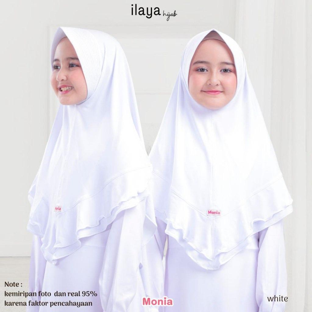 Monia Hijab Jilbab Putih Anak / Hijab / Kerudung / Bergo / Khimar / Pashmina Instan / Jersey Premium