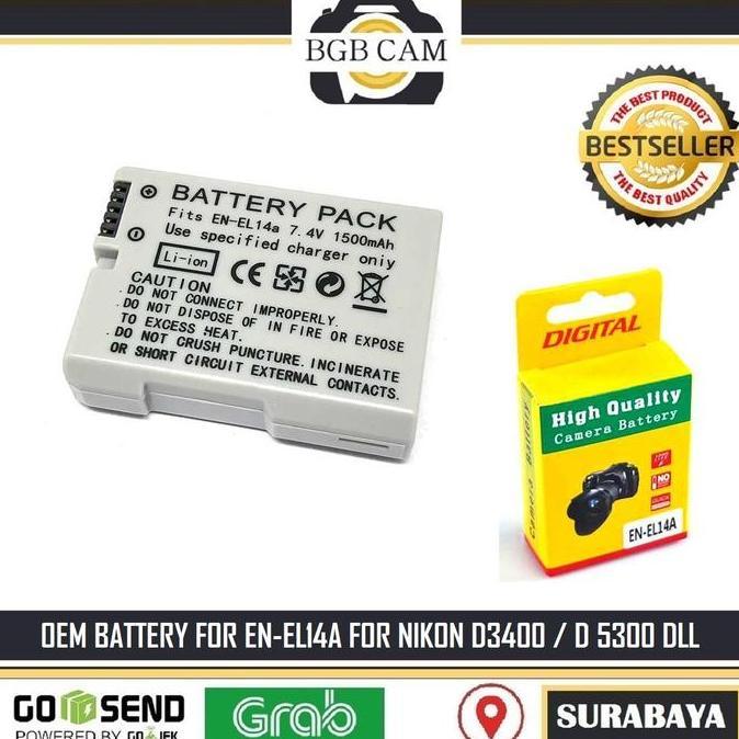 TERBARU - OEM Battery For Nikon EN-EL14A for D3300 / D3400 / D3500 / D5300 / D5500 / D5600 DLL enel 