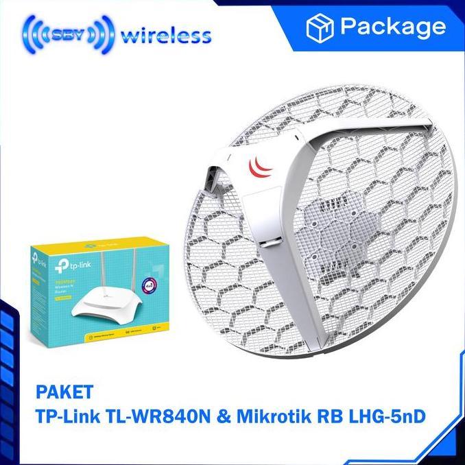 TERMURAH - Paket Mikrotik CPE RB LHG-5nD OS Level3 + TPLink TL-WR840N Router Radio Client package