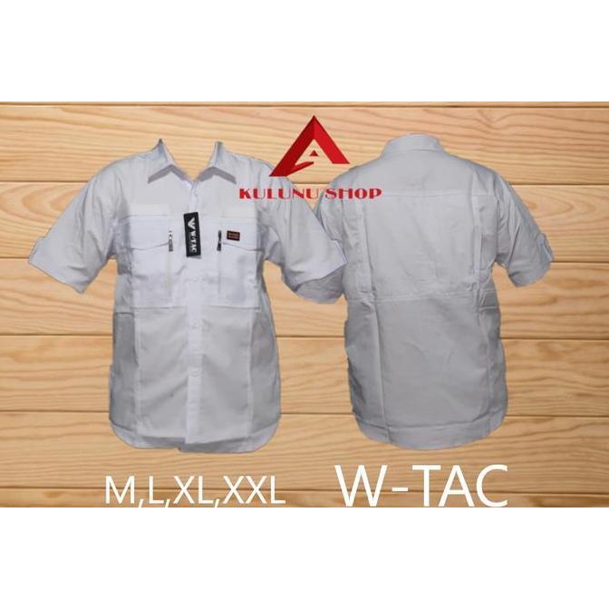 Kemeja tactical w-tac lengan pendek bahan ripstop warna putih
