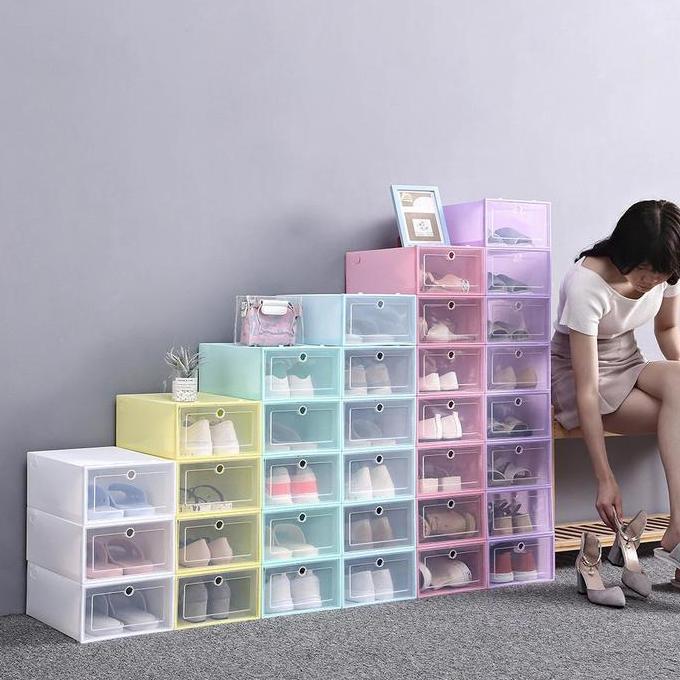 Promo Kotak Sepatu Transparan Tebal Serbaguna Shoes Box Penyimpanan Cod