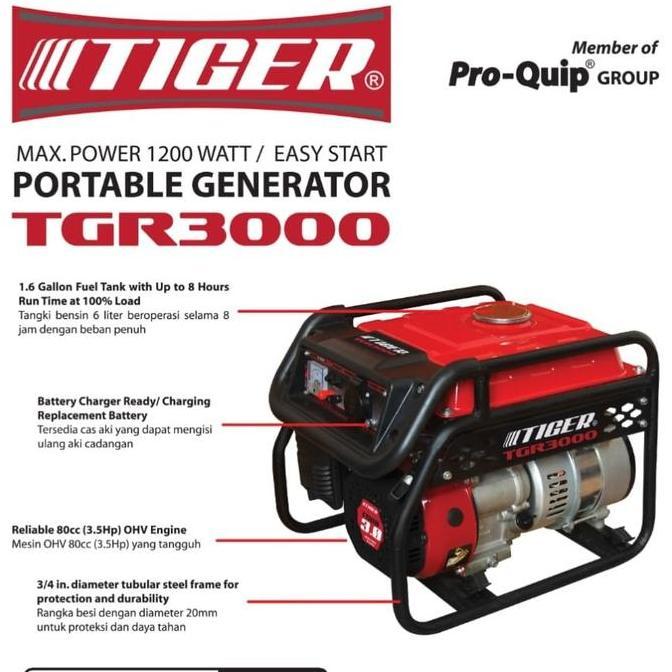 SABILULUNGAN Genset Tiger TGR 3000 Genset 1200 Watt 4 Tak Tiger TGR3000