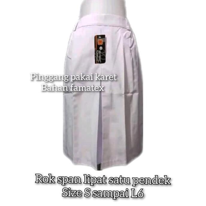 ROK SPAN BELAH SATU/ROK PASKIBRA SMA PENDEK PUTIH SIZE S SAMPAI L6
