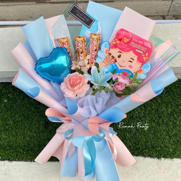 Im31 Buket Coklat Boneka Cupid Silverqueen / Buket Kupu-Kupu Silverqueen / Valentine Gift Coklat Mur