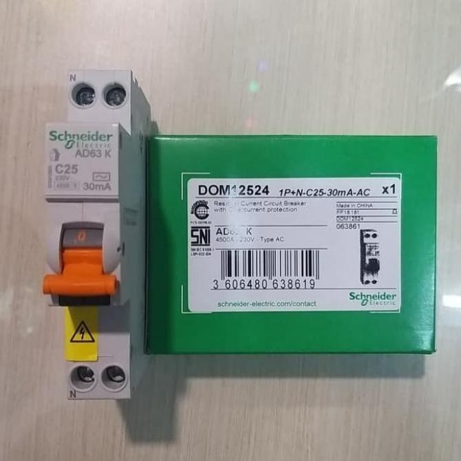 Elcb Rcbo Slim Domae Schneider 1P 25A Baru