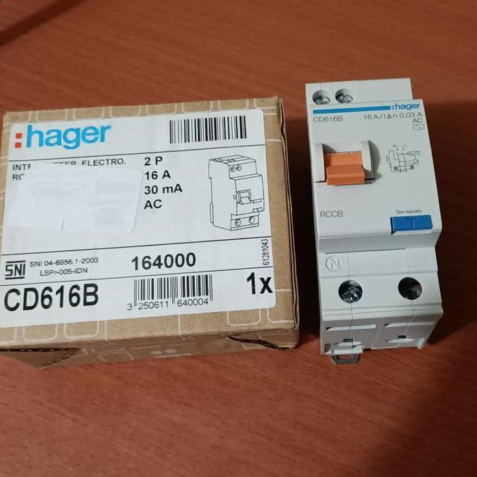 Elcb / Rccb 2P 16A / 40 A Hager Cd 616 B Terbatas
