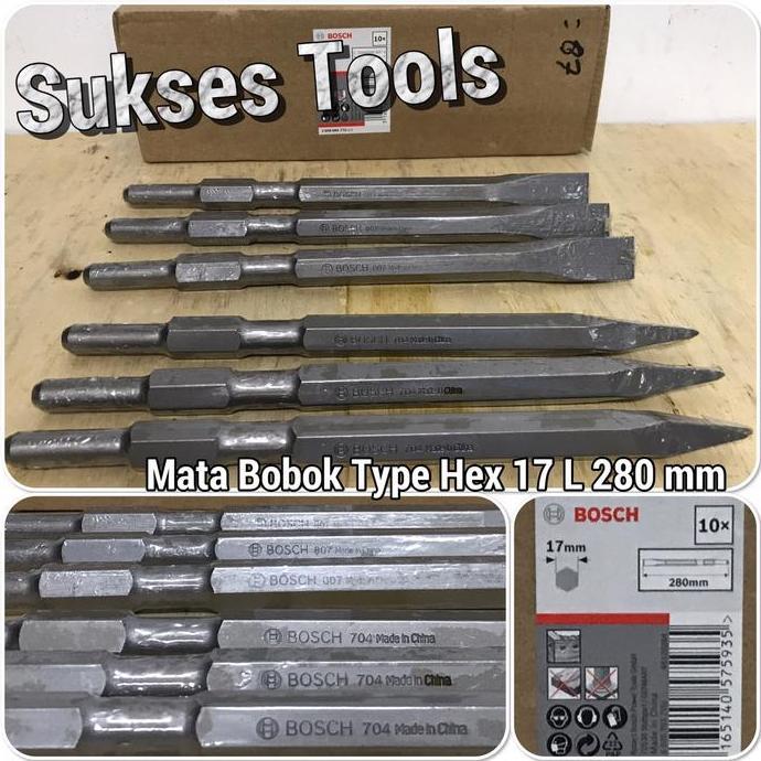 Kokok- Mata Pahat Bosch Hex 17 Flat Point Chiesel Mata Bor Bobok Beton Tembok
