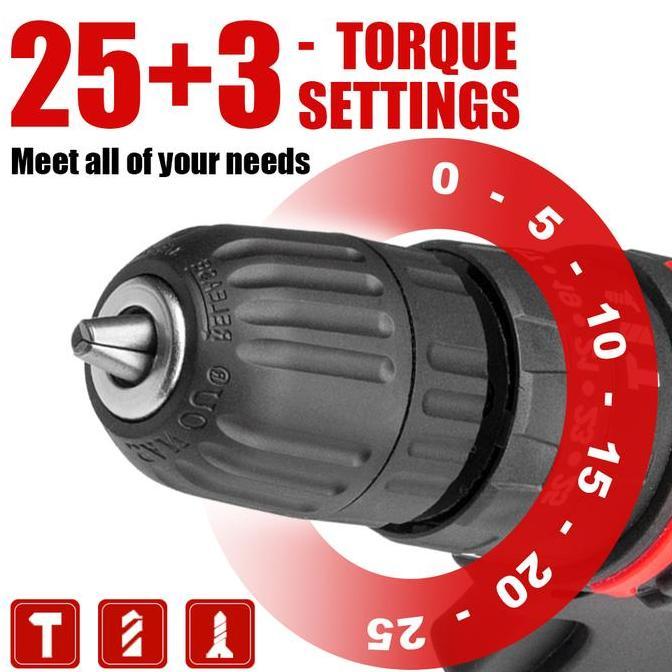Kokok- Jld Mesin Bor Baterai 36Vf Cordless Bor Mesin Bor Cas Murah Bolak Balik/Kasus/Charger - Fulls