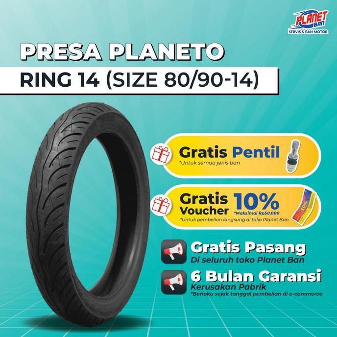 BISMILAHBERKAH100 - BAN MOTOR RING 14 - 8/9 PRESA PLANETO TUBELESS (BAN MOTOR DEPAN BEAT, SCOOPY (OL