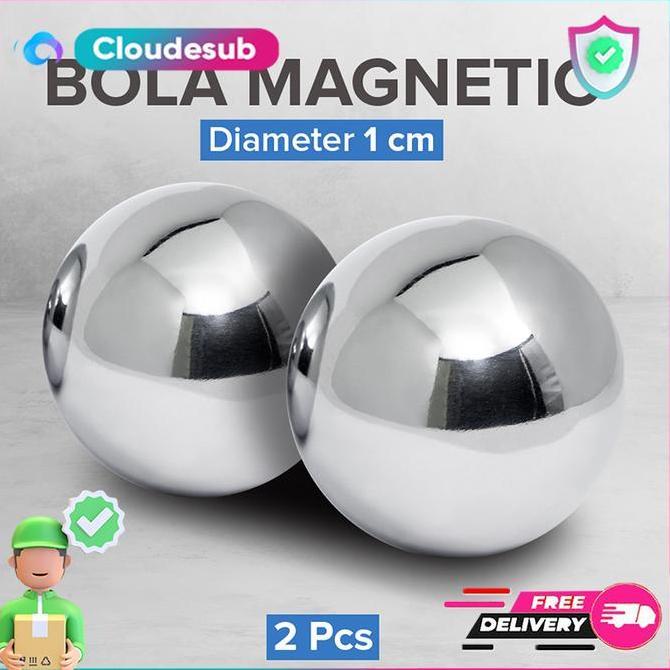 Indahkan- Bola Magnet Super Kuat 10Mm Magnetic Clamps Orbs 2 Pc - Silver