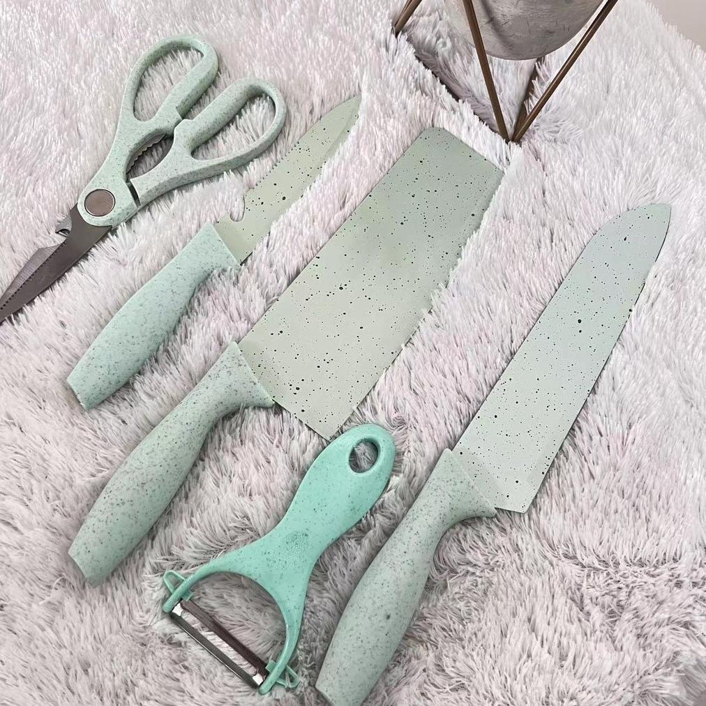 fx-4 FAUS Bright Crown Pisau Dapur Set 6 in 1 / Kitchen Knife Set 6 in 1 Dengan Wadah Berkualitas pi