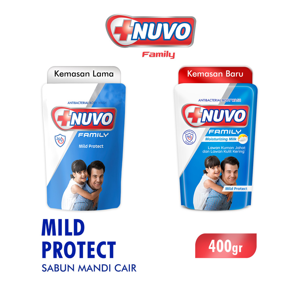 Nuvo Family Sabun Mandi Cair Biru Mild Protect Pouch 400 gr x2 - Gambar 3