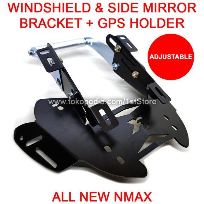 Bracket Windshield Spion + GPS All New Nmax 2020 2021 Breket Serpo X3