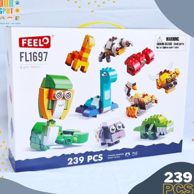 BEBAS ONGKIR - Feelo 239 pcs Animal building blocks - size