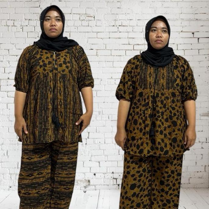 IFFA Butik st.kulot Macan Bahan Rayon Twill Premium Setelan Wanita Elegan dan Nyaman
