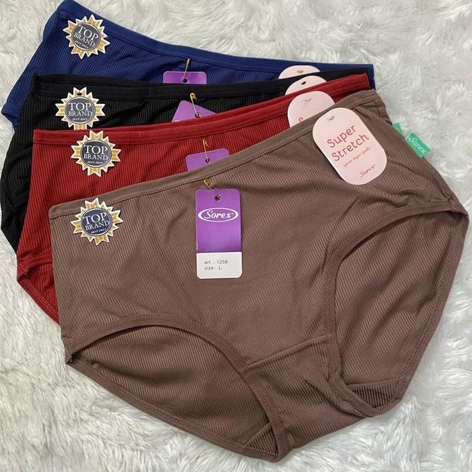 Wokpu- Cd Wanita Sorex 1258 Midi | Bahan Stretch Motif Salur Nyaman 9 Warna